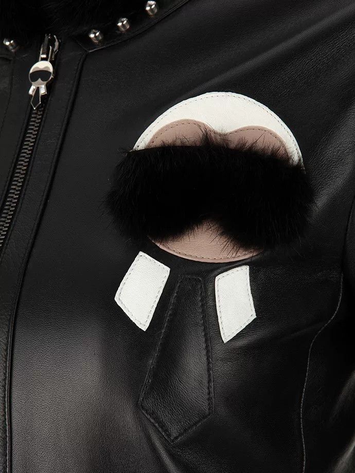 Fendi FENDI Black Leather Jacket with Fur Collar Size US S / EU 44-46 / 1 - 3 Thumbnail