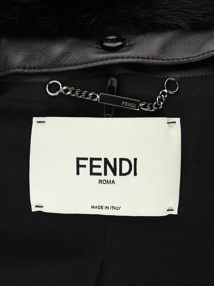 Fendi FENDI Black Leather Jacket with Fur Collar Size US S / EU 44-46 / 1 - 7 Thumbnail