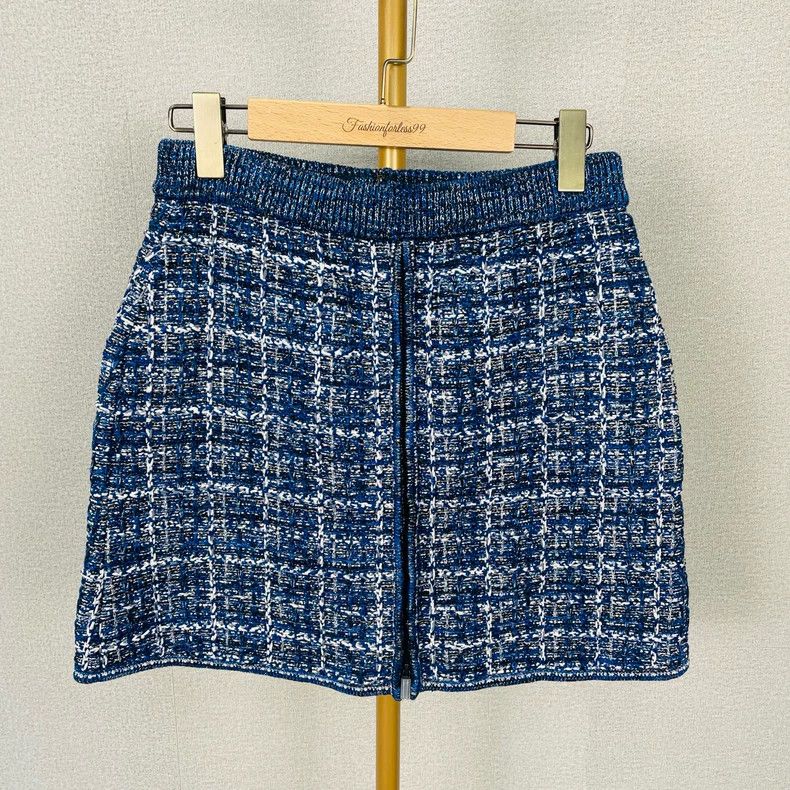 Chanel Chanel Blue Tweed Mini Skirt Size US 38 / EU 54 - 2 Thumbnail