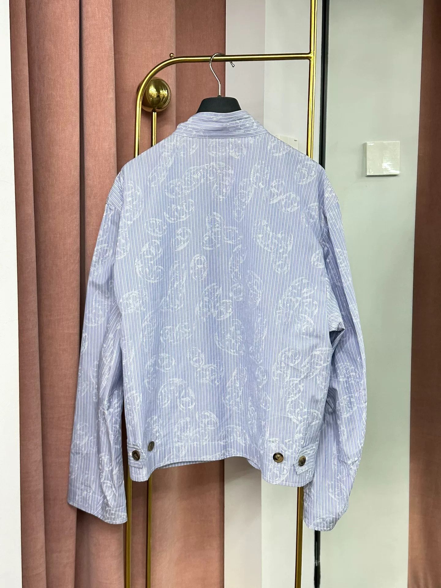 Hermes Hermes Men's Blue Striped Shirt Jacket Size US L / EU 52-54 / 3 - 4 Thumbnail