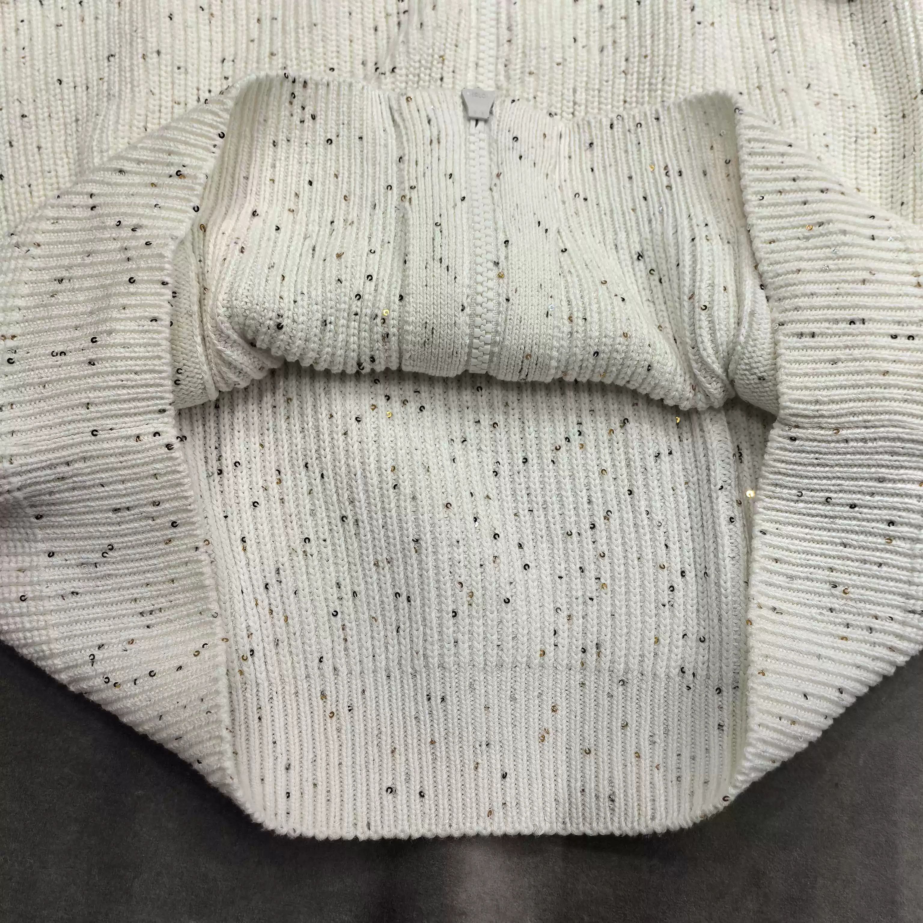 Brunello Cucinelli Brunello Cucinelli White Sequin Knit Hoodie Size US S / EU 44-46 / 1 - 6 Thumbnail