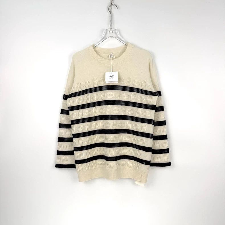 Hermes Hermes Blue White Stripe Cashmere Sweater Size US XS / EU 42 / 0 - 3 Thumbnail