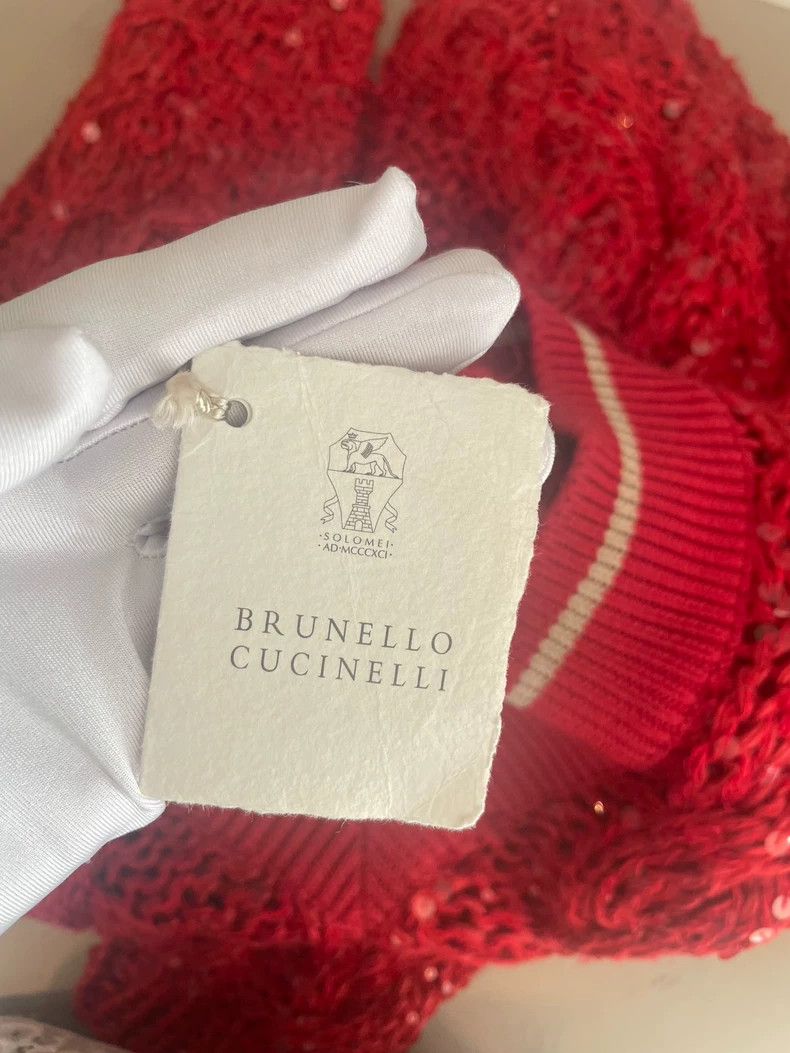 Brunello Cucinelli Brunello Cucinelli Red Sequin Sweater S Size US S / EU 44-46 / 1 - 8 Thumbnail