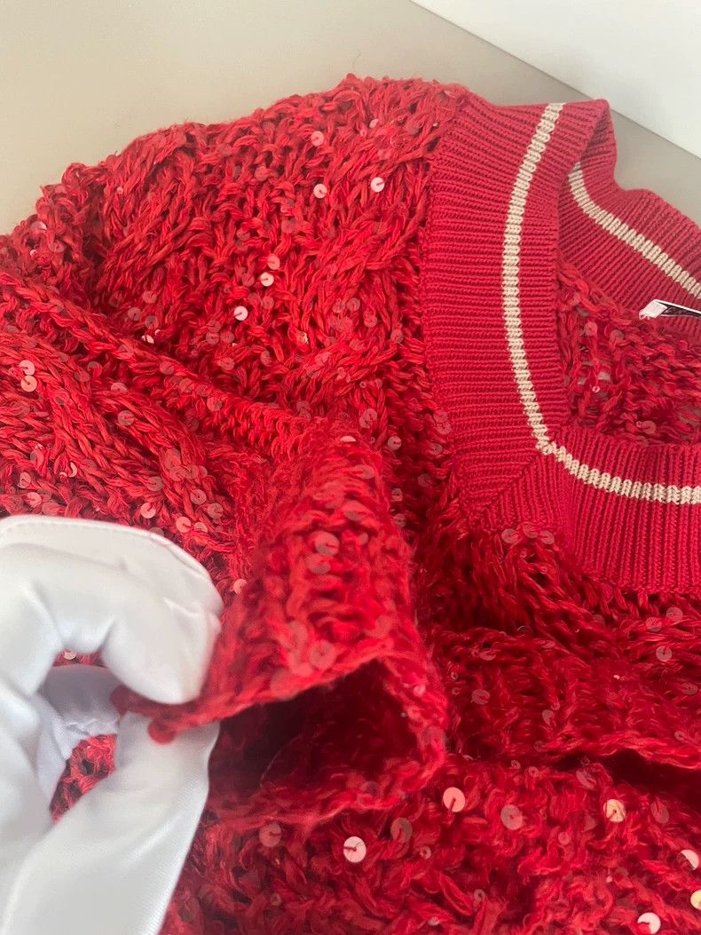 Brunello Cucinelli Brunello Cucinelli Red Sequin Sweater S Size US S / EU 44-46 / 1 - 7 Thumbnail