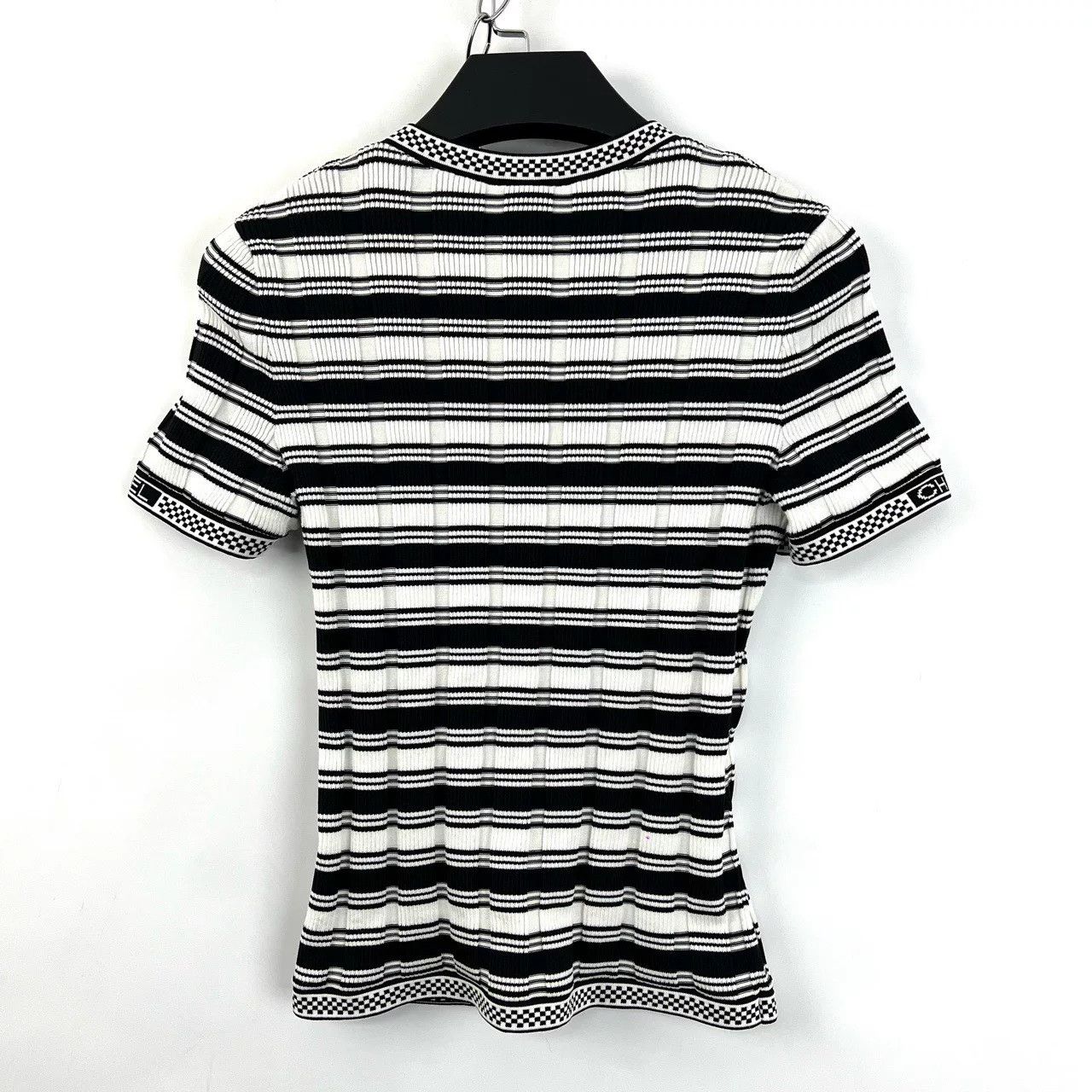 Chanel Chanel Black White Stripe Logo Knit Top Size US XS / EU 42 / 0 - 2 Thumbnail
