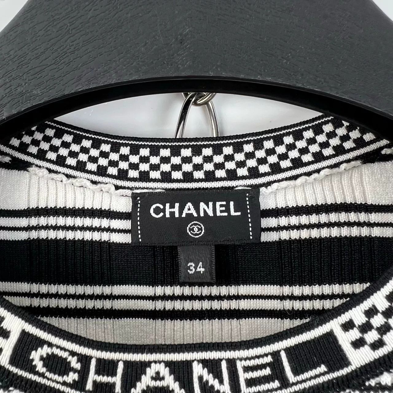 Chanel Chanel Black White Stripe Logo Knit Top Size US S / EU 44-46 / 1 - 3 Thumbnail