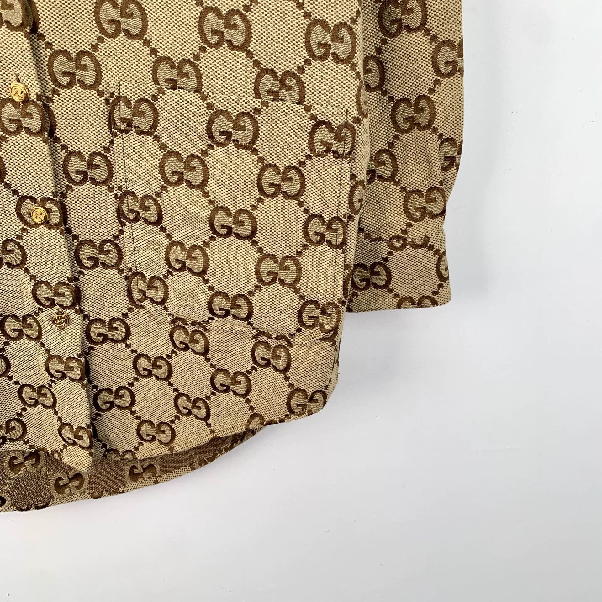 Gucci brown logo monogram long sleeve shirt Size US S / EU 44-46 / 1 - 4 Thumbnail
