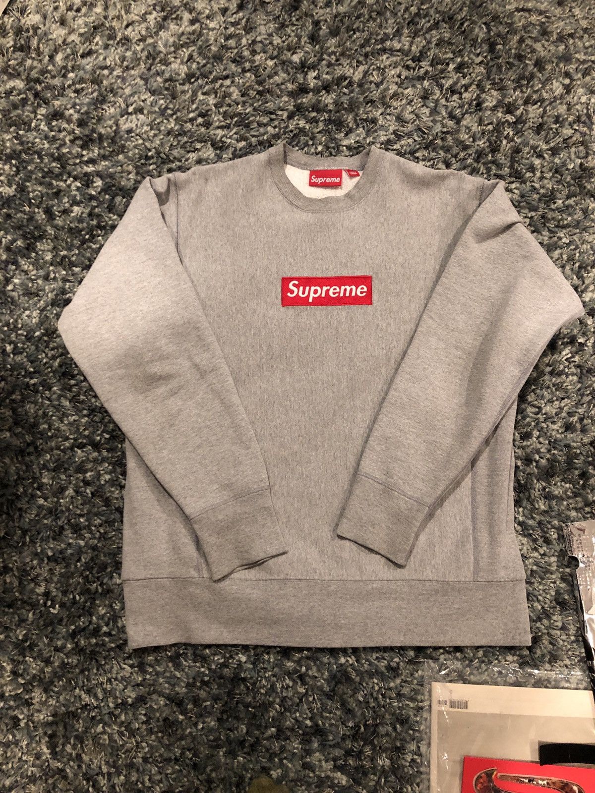 トップス supreme box logo crewneck Heather Grey L 48817CB2-30F0-4A0D-B019-