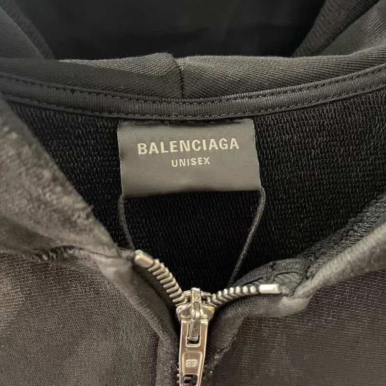 Balenciaga Balenciaga Distressed Logo Hooded Jacket Size US S / EU 44-46 / 1 - 3 Thumbnail