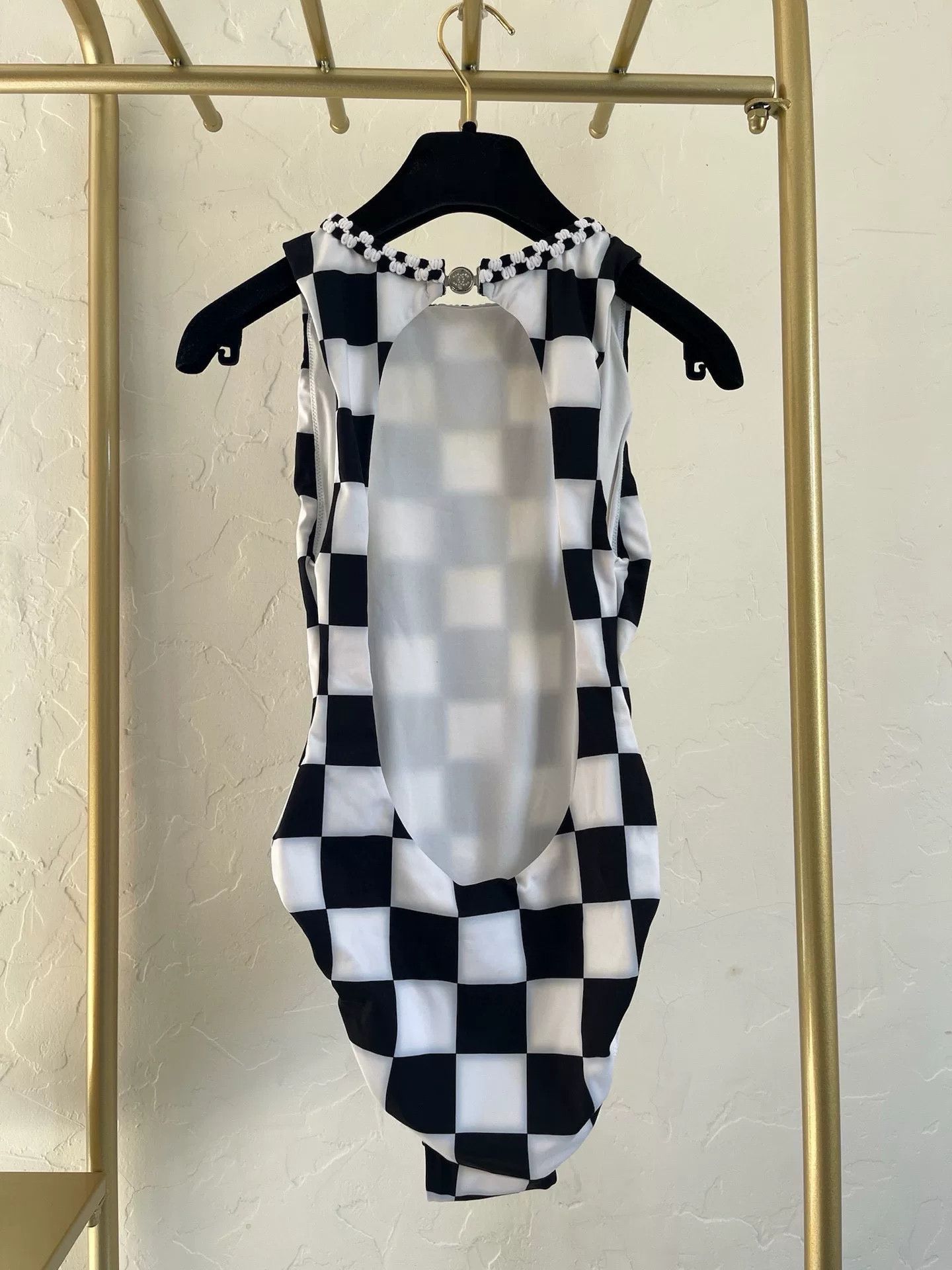 Chanel Chanel 2023 Black and White Checkered Swimsuit Size US 34 / EU 50 - 2 Thumbnail