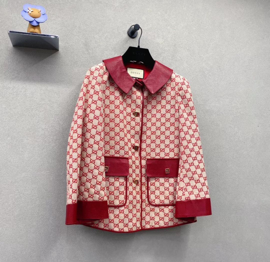 Gucci Gucci Red Leather Collar Coat Size M / US 6-8 / IT 42-44 - 3 Thumbnail
