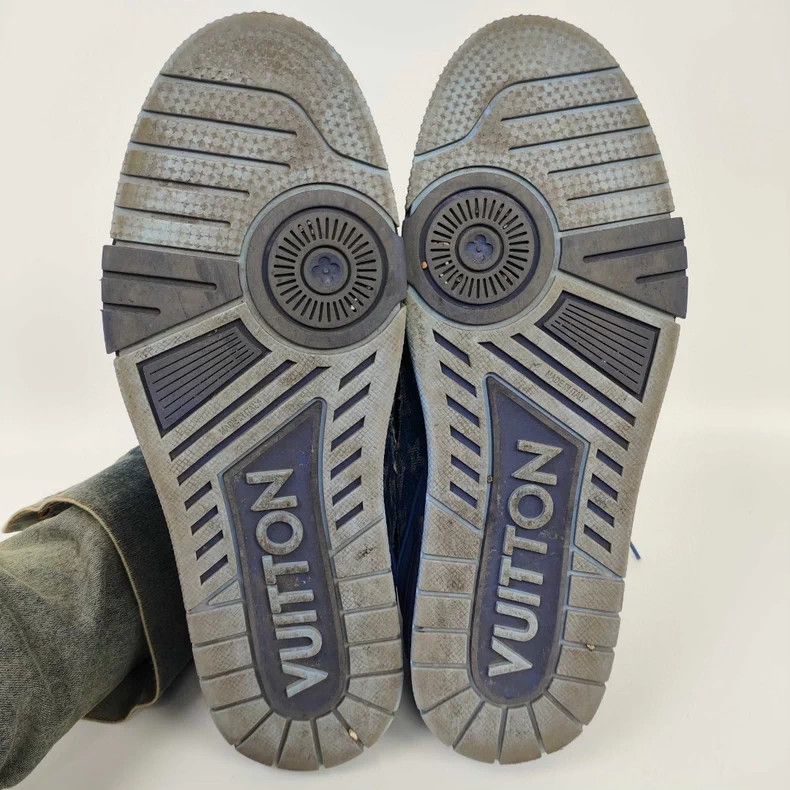 Louis Vuitton LV Leather Trainer Sneakers Blue Size US 8 / EU 41 - 6 Thumbnail