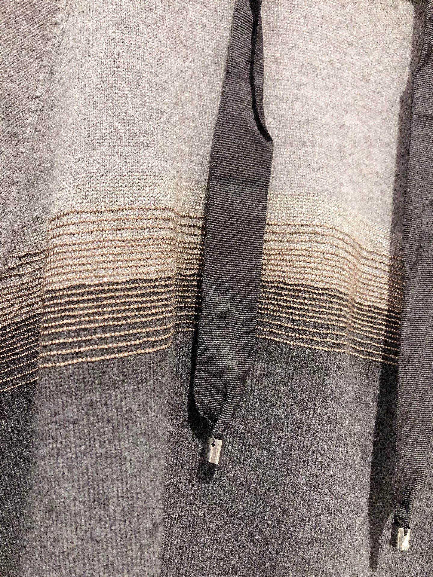 Brunello Cucinelli Brunello Cucinelli Gray Black Hooded Cashmere Sweater Size US XXS / EU 40 - 3 Thumbnail