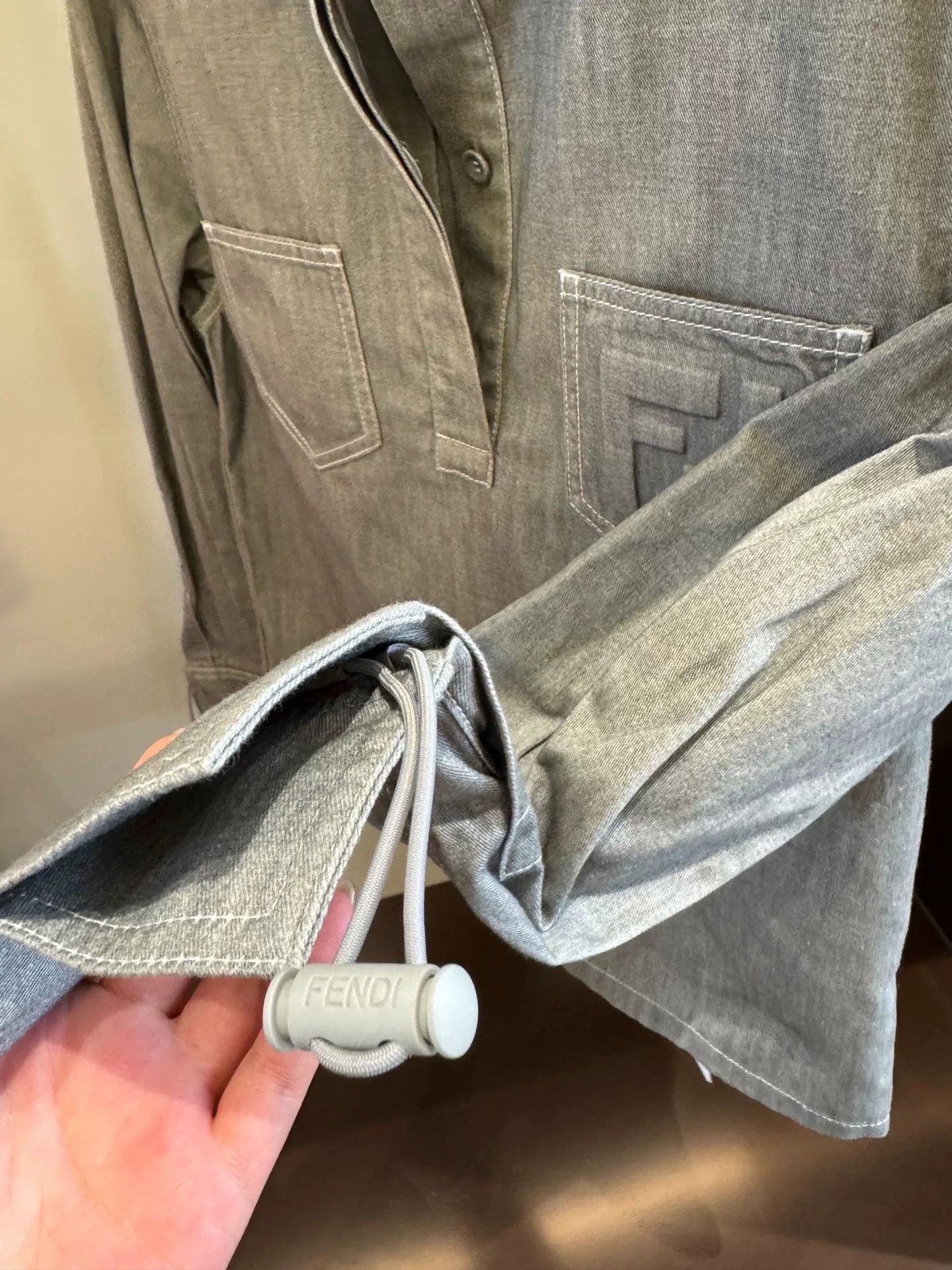 Fendi Fendi Gray Logo Denim Workwear Set Size US 36 / EU 52 - 3 Thumbnail