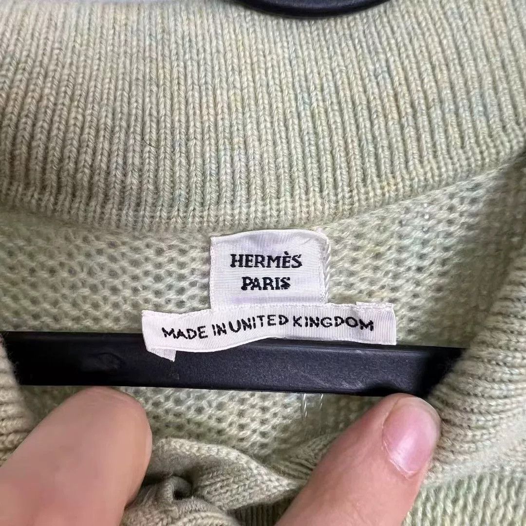 Hermes Hermes Avocado Cashmere Cardigan Size US L / EU 52-54 / 3 - 3 Thumbnail