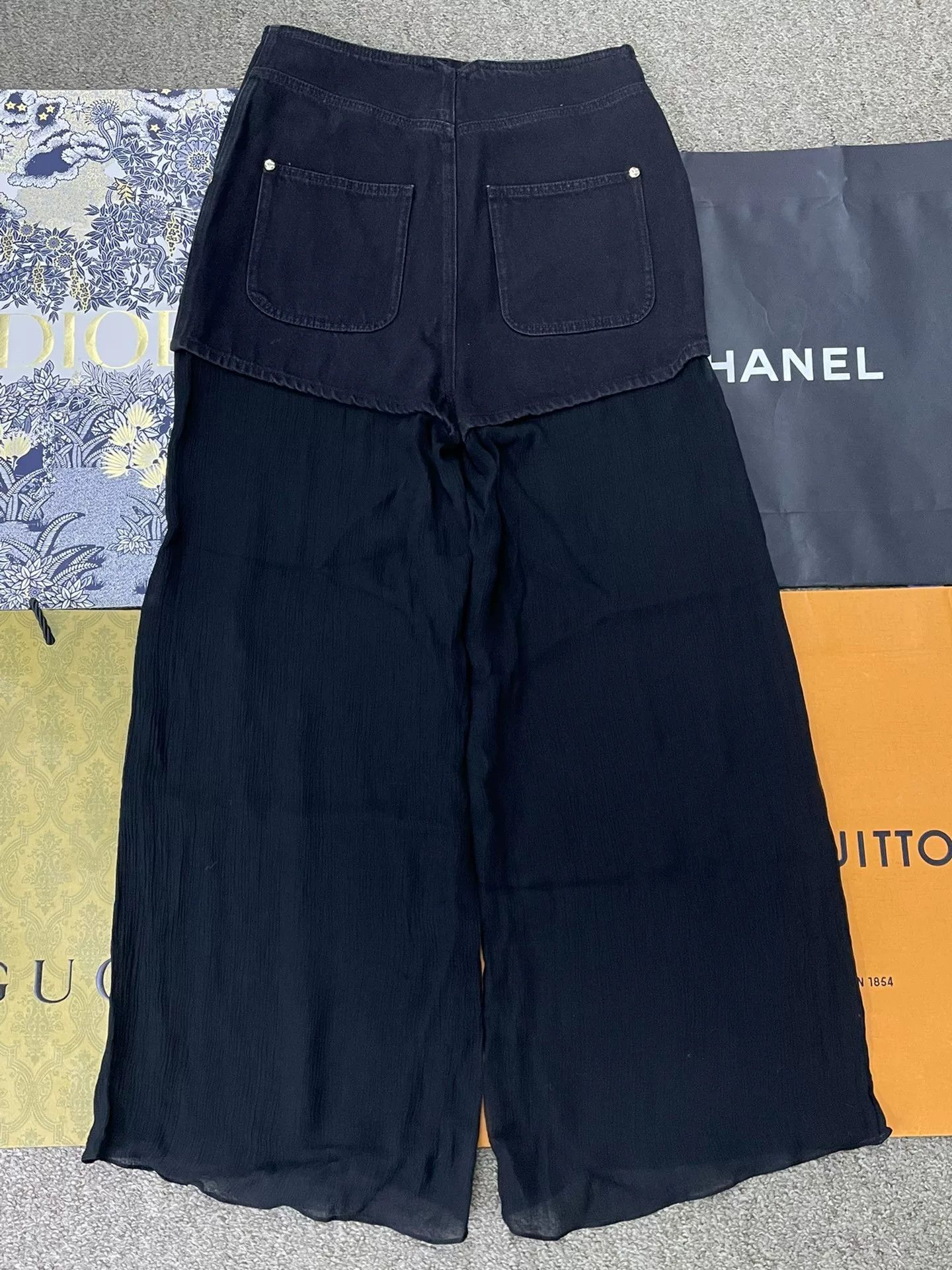 Chanel Chanel Black Denim Mesh Panel Pants Size US 36 / EU 52 - 2 Thumbnail