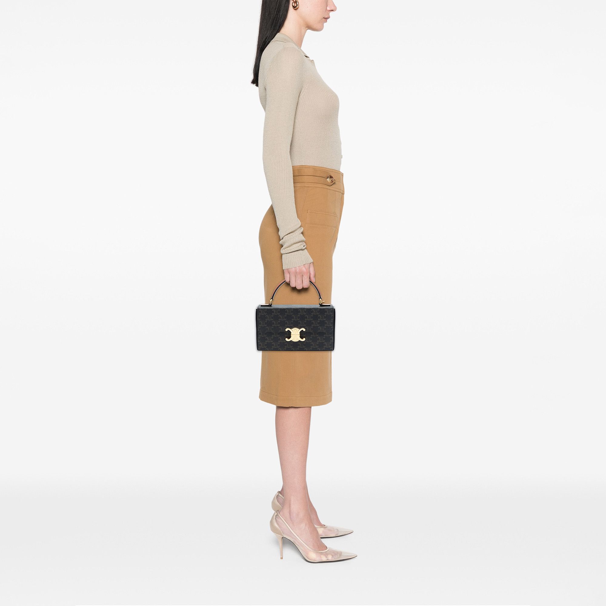 Celine Celine Triomphe Coated Canvas Box Top Handle Bag Size ONE SIZE - 6 Thumbnail
