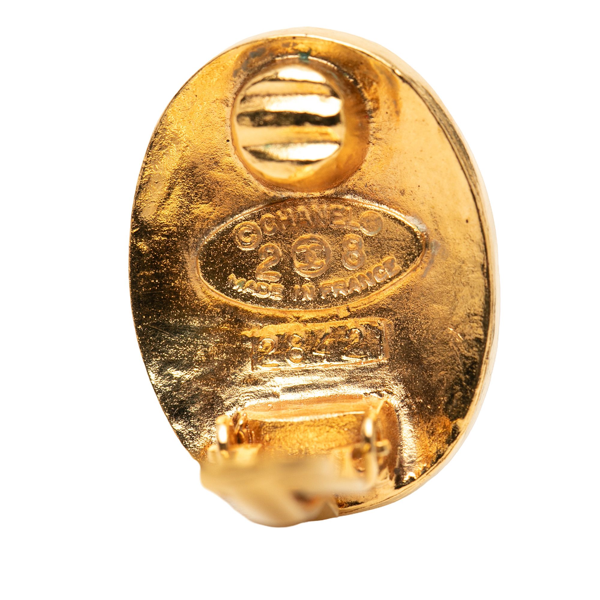 Chanel Chanel CC Gold Plated Logo Oval Clip On Earrings Size ONE SIZE - 3 Thumbnail