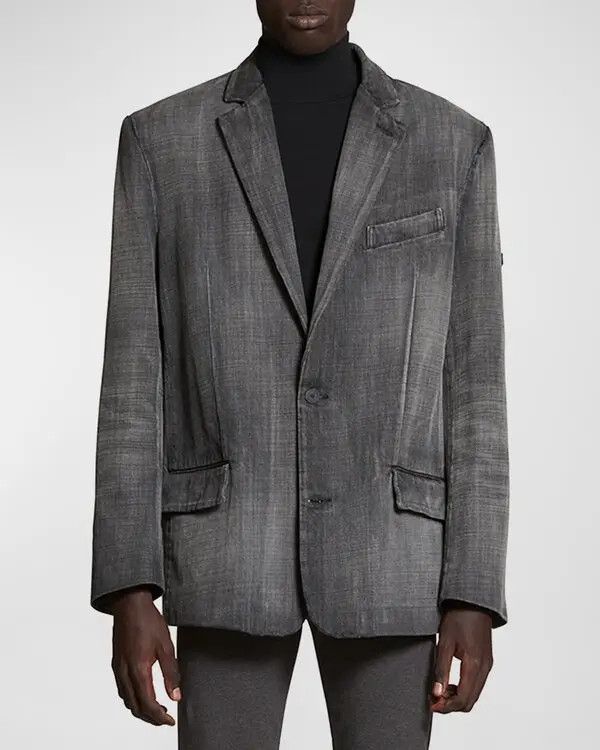 Balenciaga Japanese Denim Washed Jacket Black Size US XL / EU 56 / 4 - 2 Thumbnail