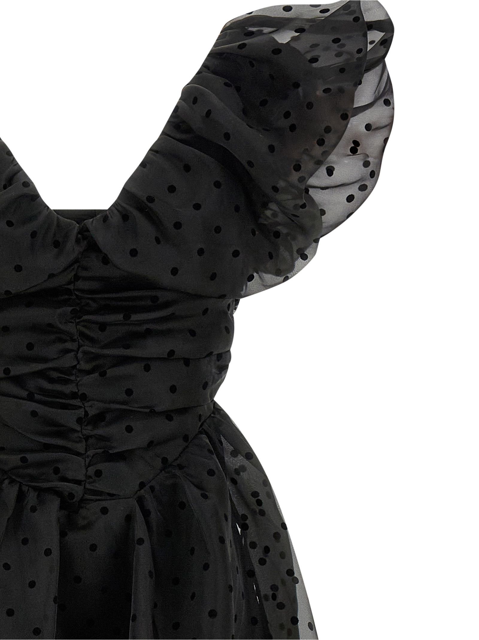 Ganni 'Black Organza Ruched' Dress Size XS / US 0-2 / IT 36-38 - 3 Thumbnail