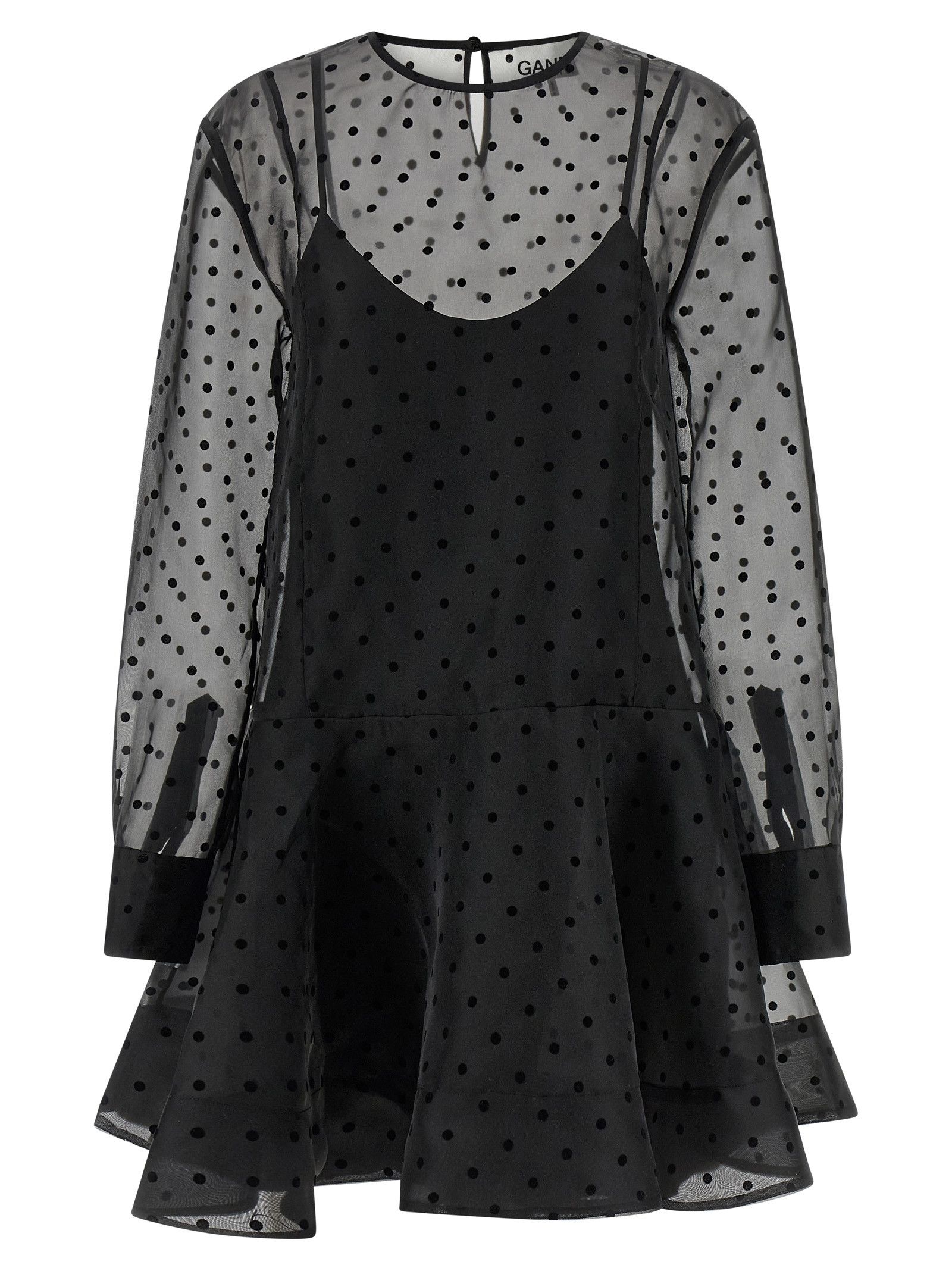 Ganni 'Black Organza Circle Collar' Dress Size XS / US 0-2 / IT 36-38 - 2 Thumbnail
