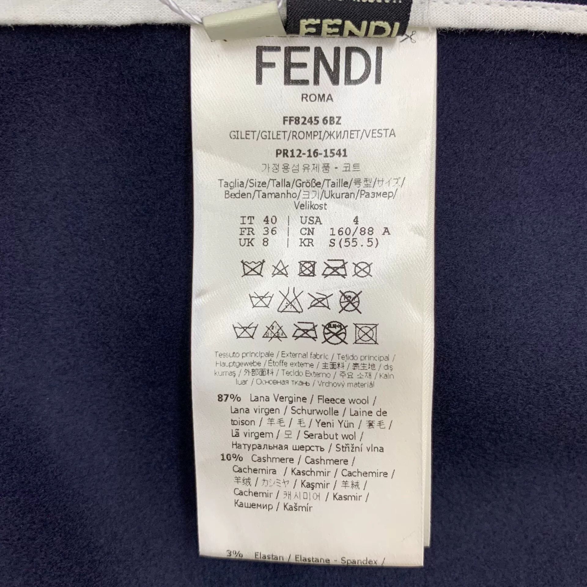 Fendi fendi navy wool sleeveless vest with pockets Size US M / EU 48-50 / 2 - 7 Thumbnail