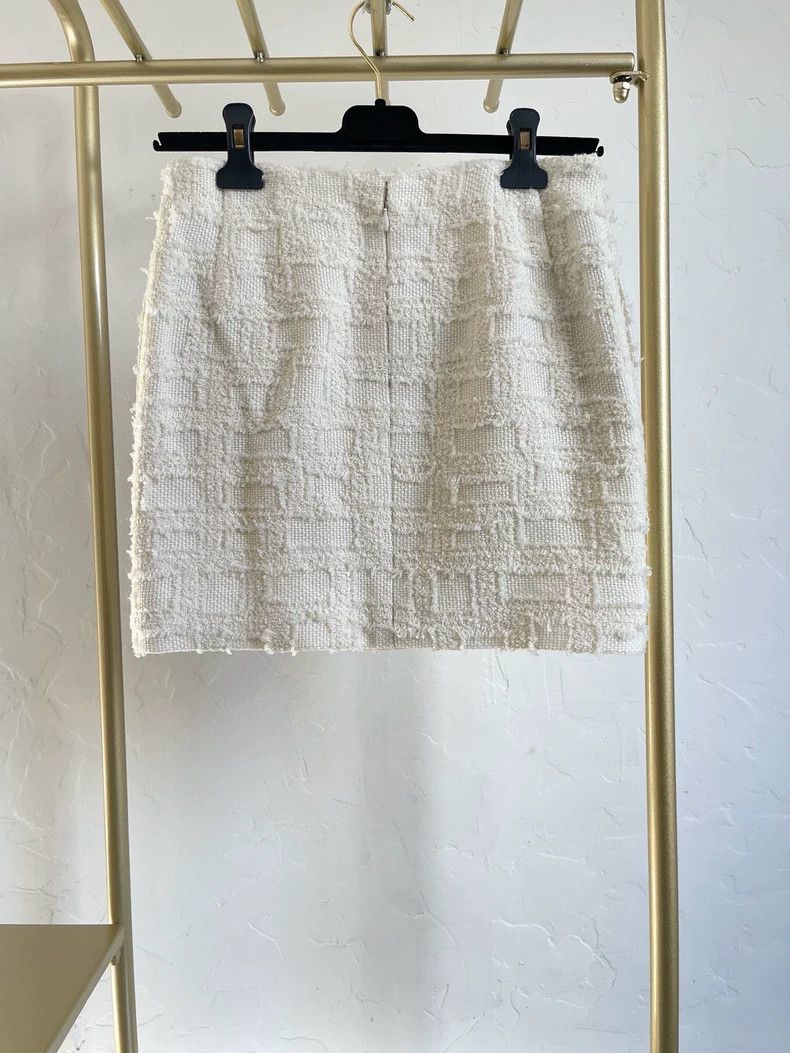 Chanel Chanel 2023 23B White Woven Skirt Size US 38 / EU 54 - 2 Thumbnail