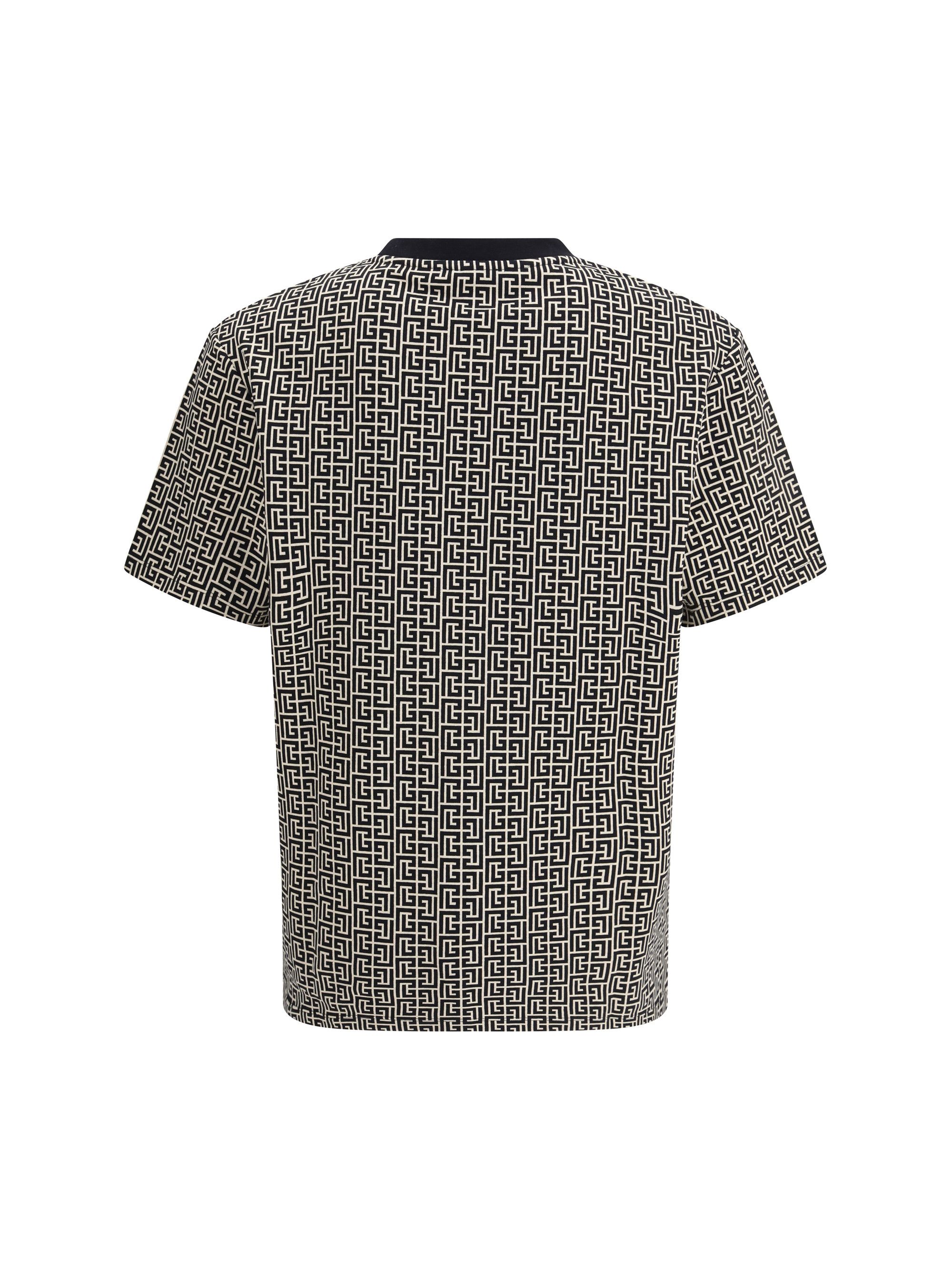 Balmain Jacquard T-shirt with PB labyrinth monogram Size US M / EU 48-50 / 2 - 2 Thumbnail