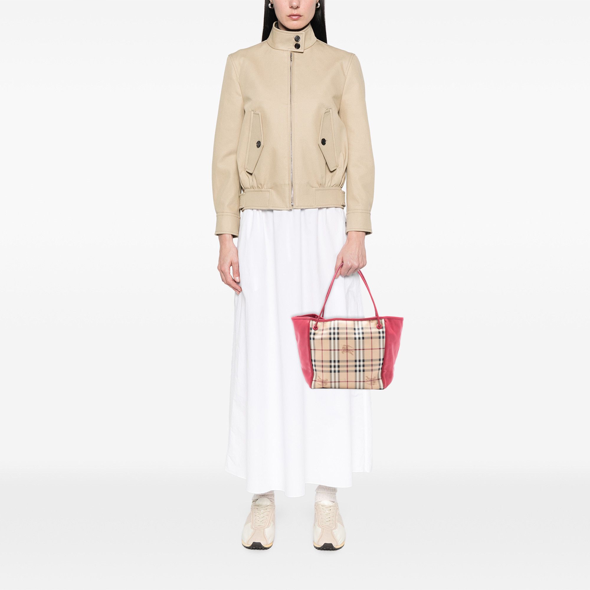Burberry Burberry Small Leather Trimmed Haymarket Check Coated Canvas Canterbury Tote Size ONE SIZE - 7 Thumbnail