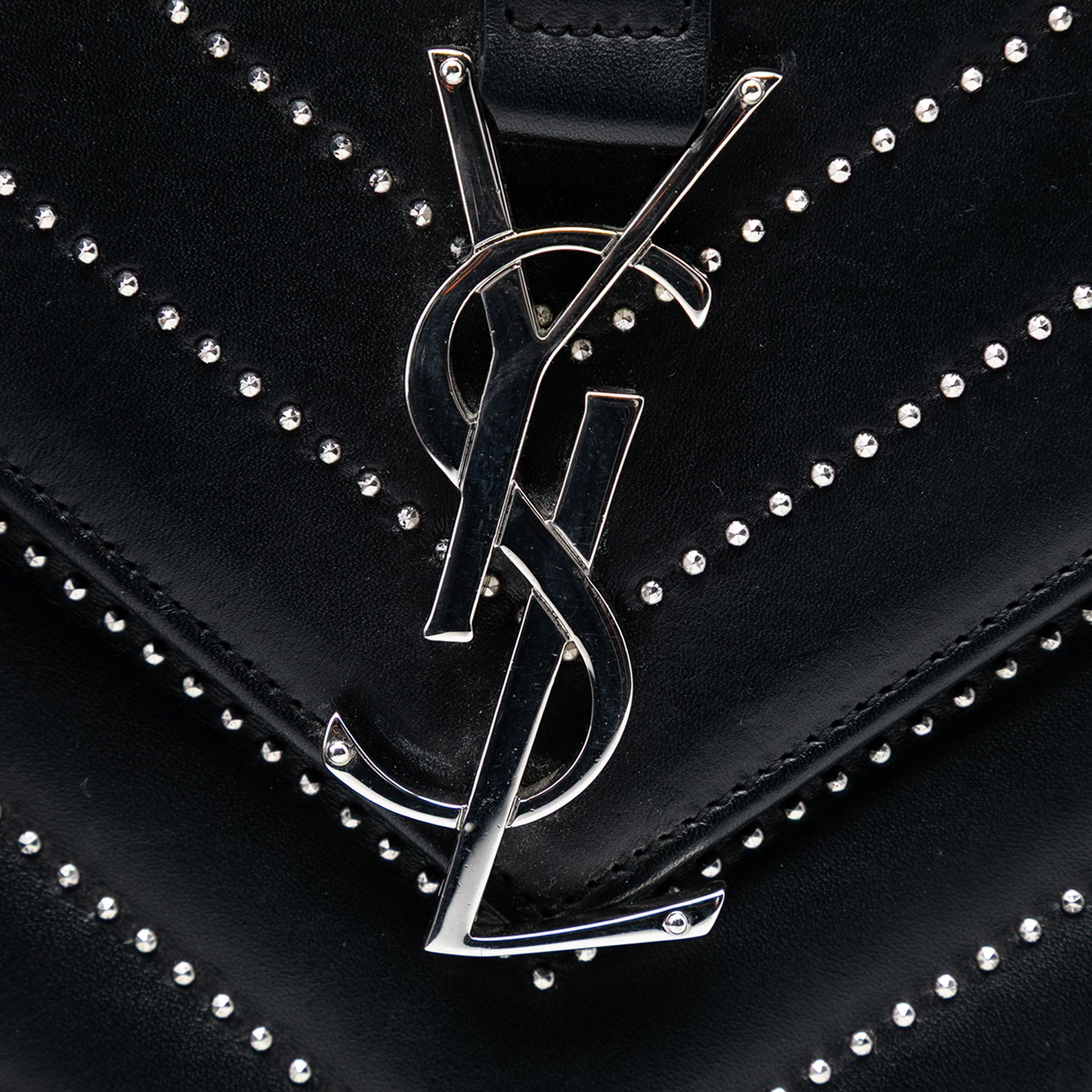 Yves Saint Laurent Yves Saint Laurent Studded Chevron Calfskin Monogram Envelope Chain Flap Size ONE SIZE - 5 Thumbnail