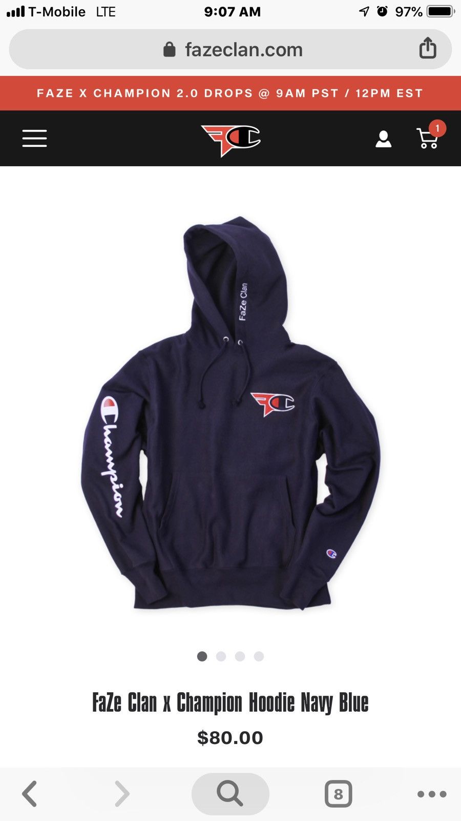 Faze champion hoodie hot sale navy blue