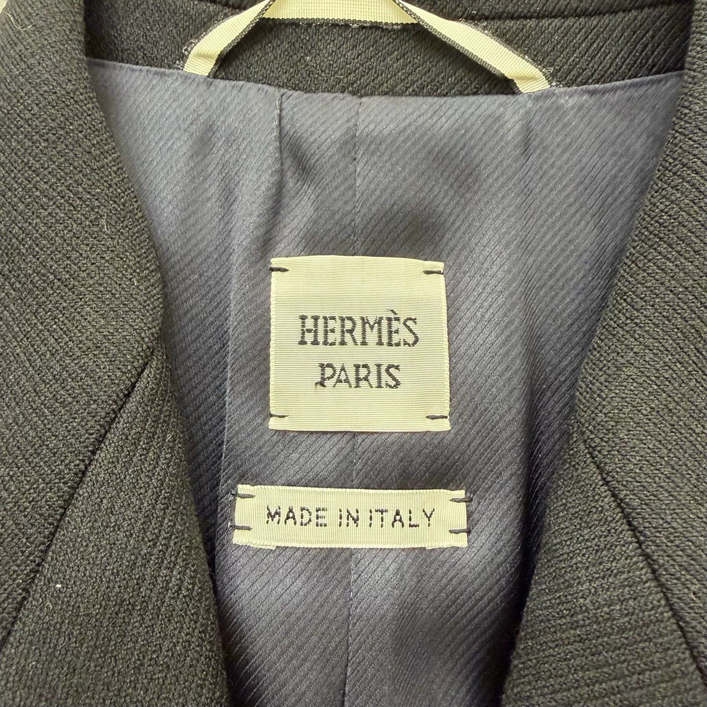 Hermes Hermes Black Wool V-Neck Blazer Coat Size US S / EU 44-46 / 1 - 4 Thumbnail