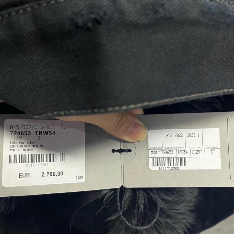 Balenciaga Balenciaga Black Fur Collar Denim Jacket Size US XS / EU 42 / 0 - 6 Thumbnail