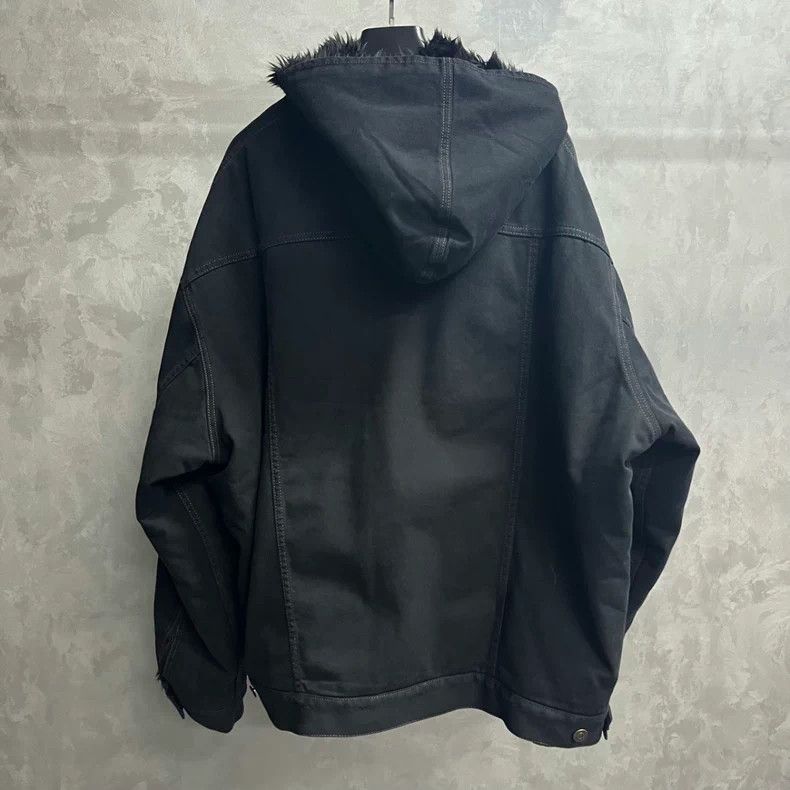 Balenciaga Balenciaga Black Fur Collar Denim Jacket Size US XS / EU 42 / 0 - 2 Thumbnail