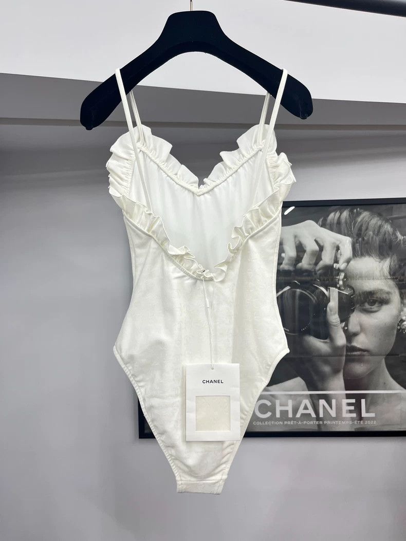 Chanel Chanel 23S White Ruffle Chain Swimsuit Size US 35 - 3 Thumbnail