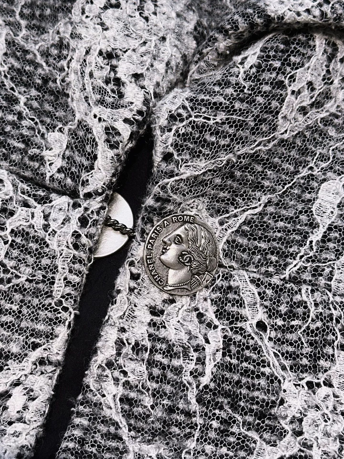 Chanel Chanel Roma Black White Lace Long Coat Size US S / EU 44-46 / 1 - 3 Thumbnail