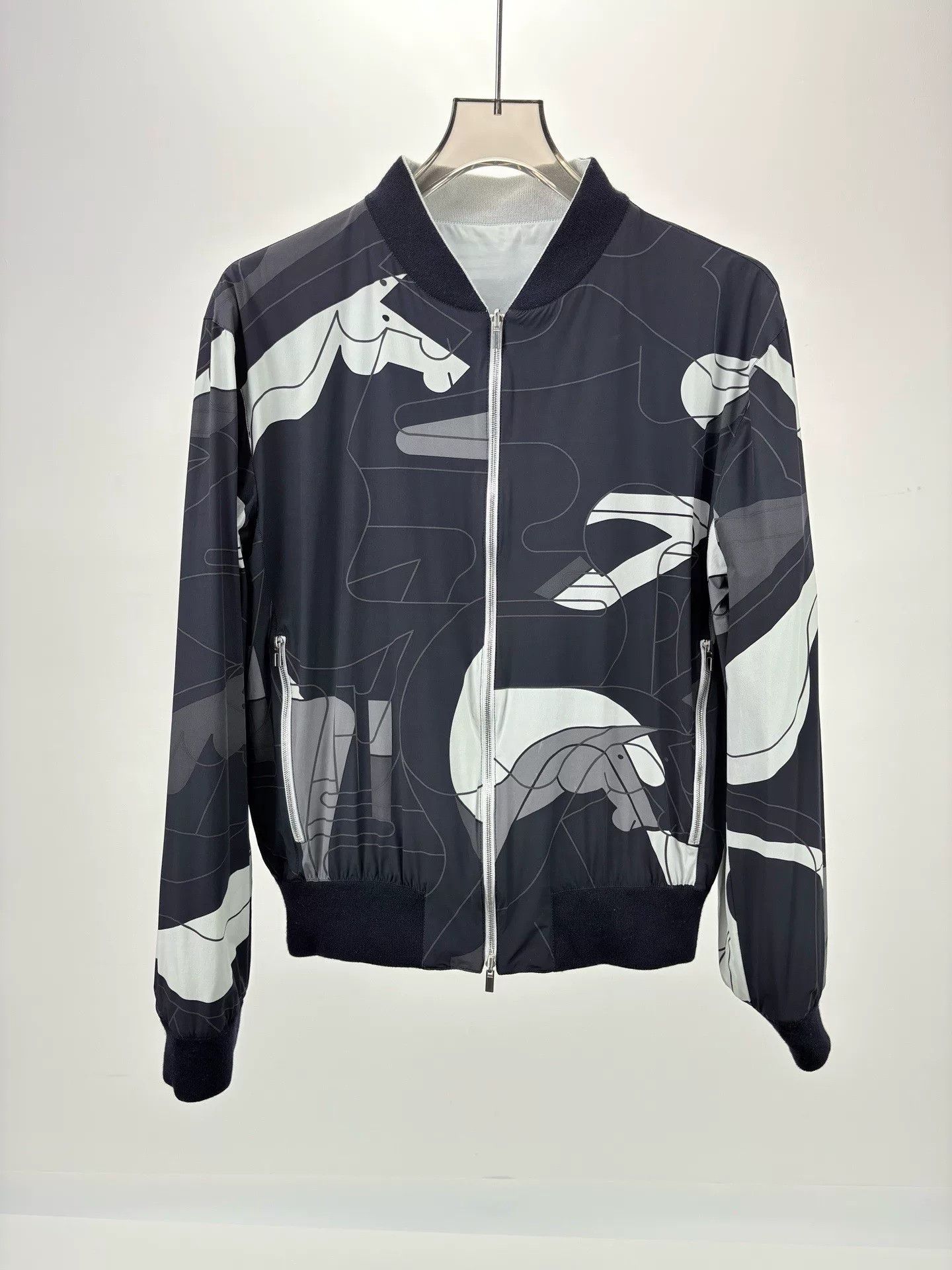 Hermes HERMES Gray Reversible Jacket Coat Size US L / EU 52-54 / 3 - 3 Thumbnail