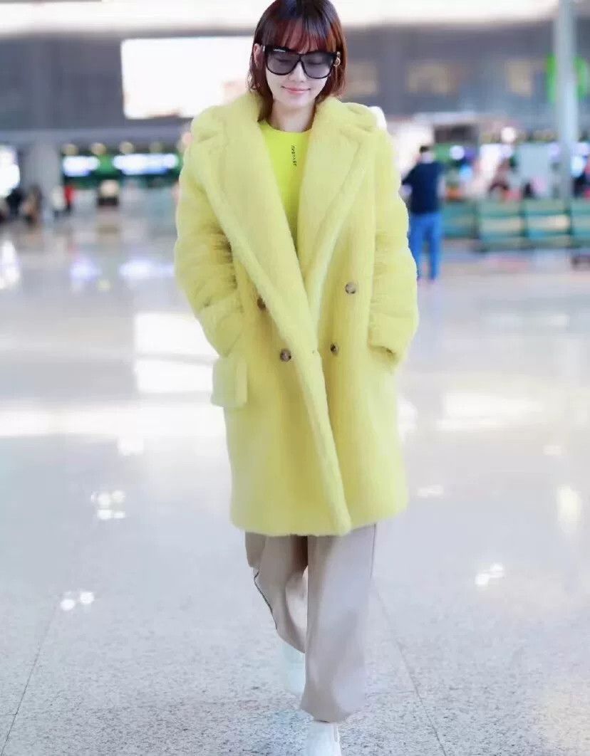 Max Mara maxmara teddy double-breasted coat in yellow Size US M / EU 48-50 / 2 - 7 Thumbnail