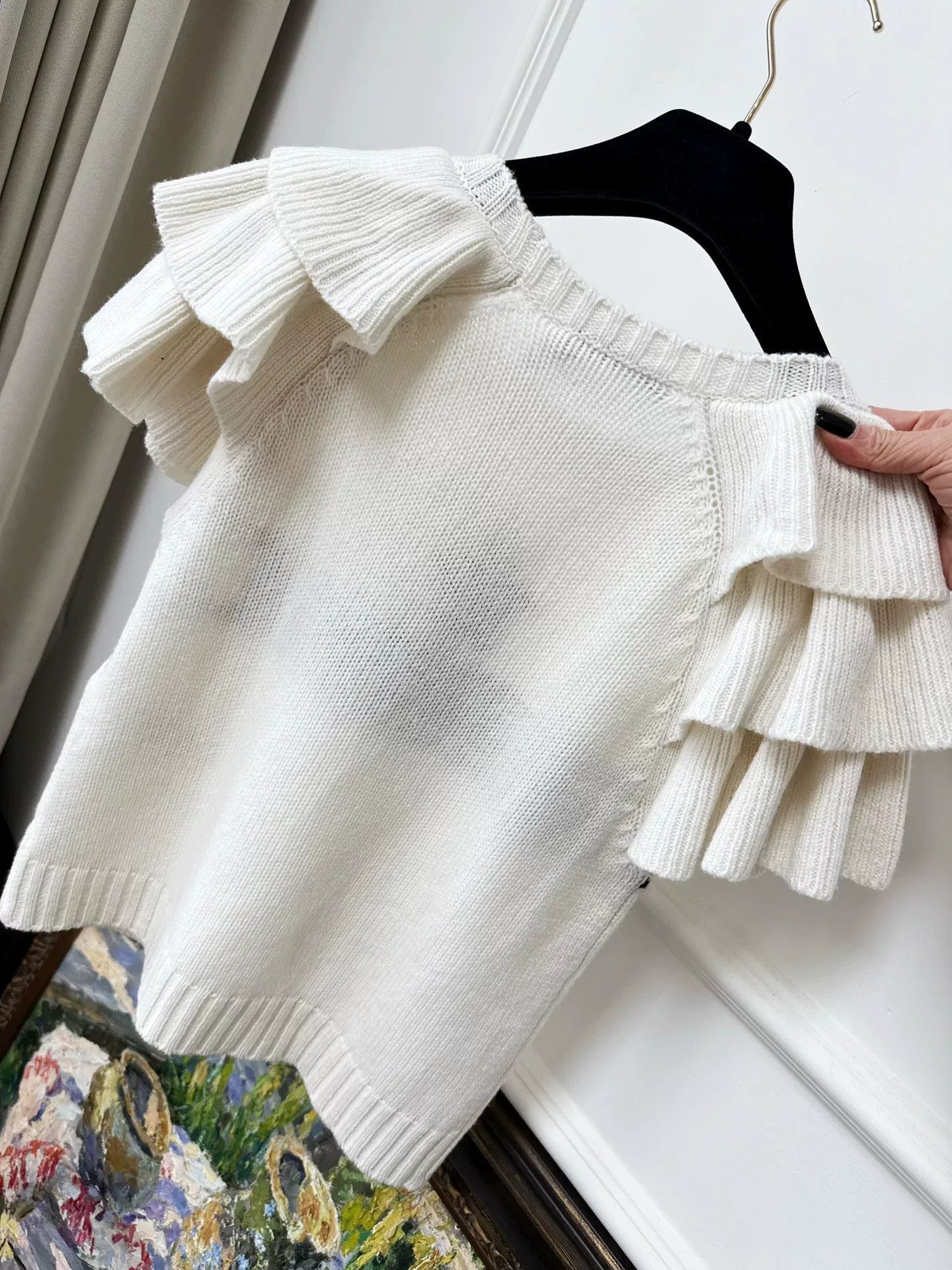 Dior dior black star logo white ruffled top Size US S / EU 44-46 / 1 - 3 Thumbnail