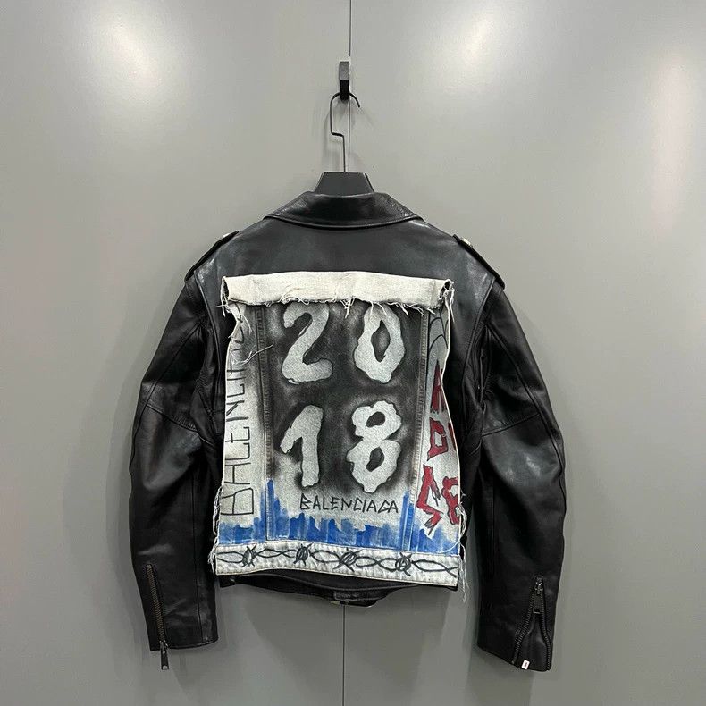 Balenciaga Balenciaga Patchwork Graffiti Leather Jacket Size US S / EU 44-46 / 1 - 2 Thumbnail