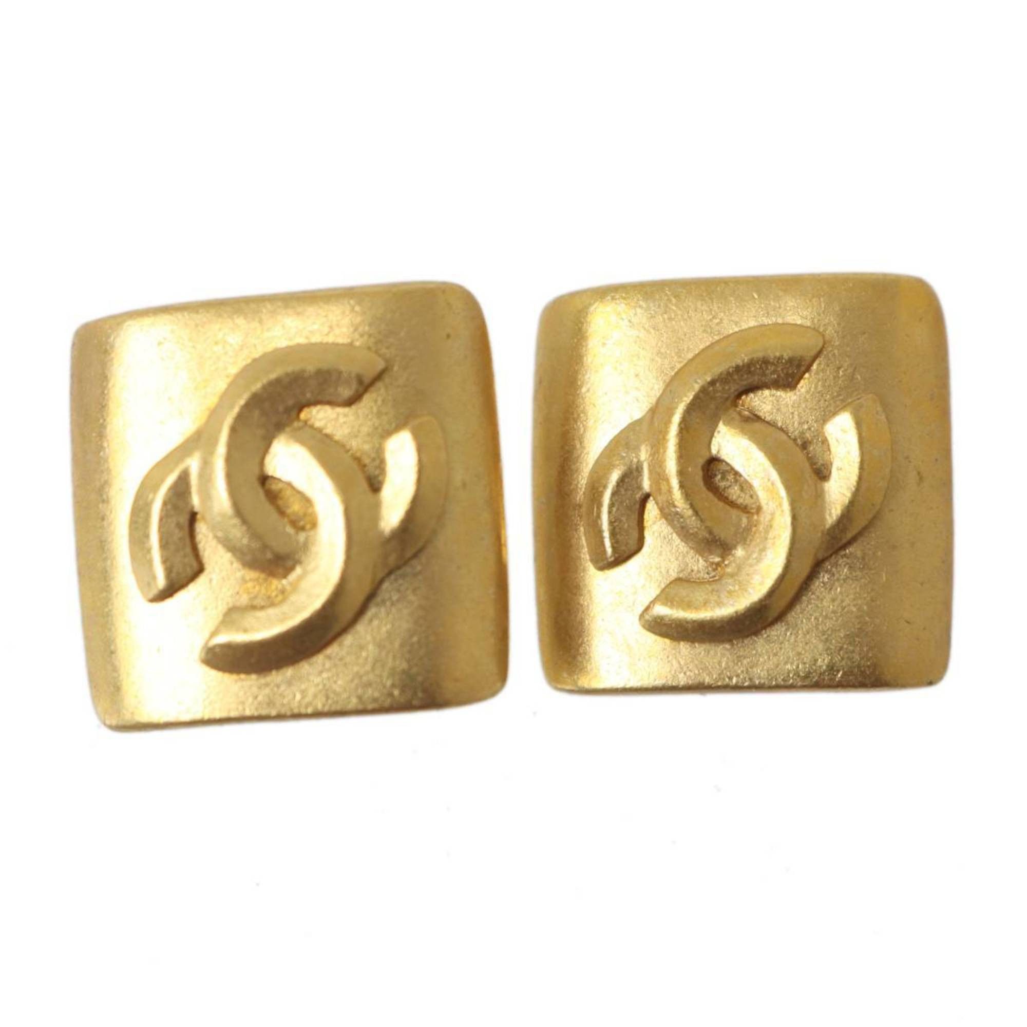 Chanel CHANEL Coco Mark Square Earrings, Gold, 96P, Total Length: H2.5 x W2.5cm, Weight: 6.1g (each), 6.5g (each) Size ONE SIZE - 2 Thumbnail
