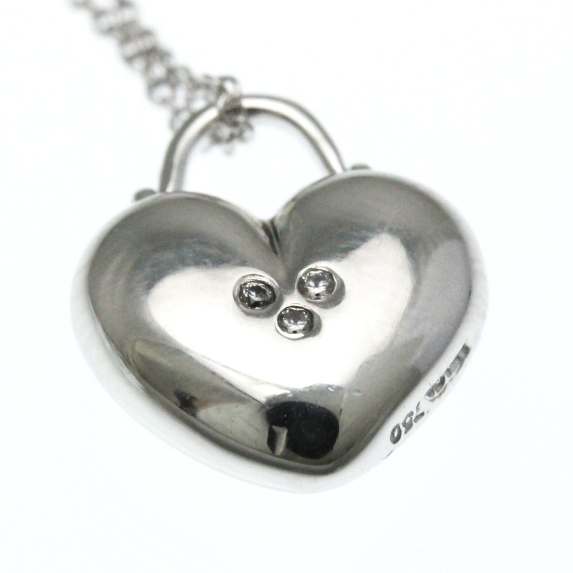 Tiffany & Co. Tiffany Sentimental Heart Diamond Necklace Platinum Diamond Women,Men Fashion Pendant Necklace (Silver) Size ONE SIZE - 3 Thumbnail