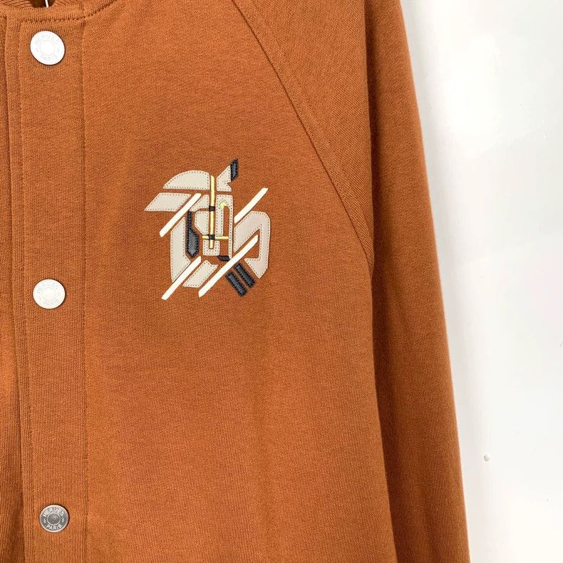 Hermes Hermes Orange Logo Cotton Baseball Jacket Size US M / EU 48-50 / 2 - 4 Thumbnail