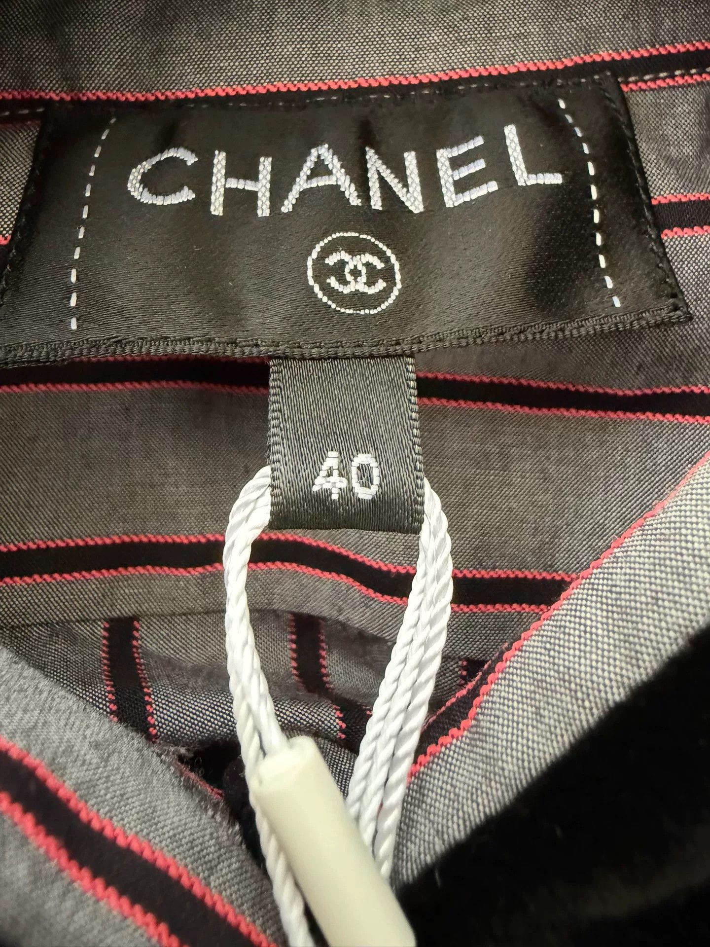 Chanel Chanel Striped Shirt with Velvet Collar Size US XL / EU 56 / 4 - 5 Thumbnail