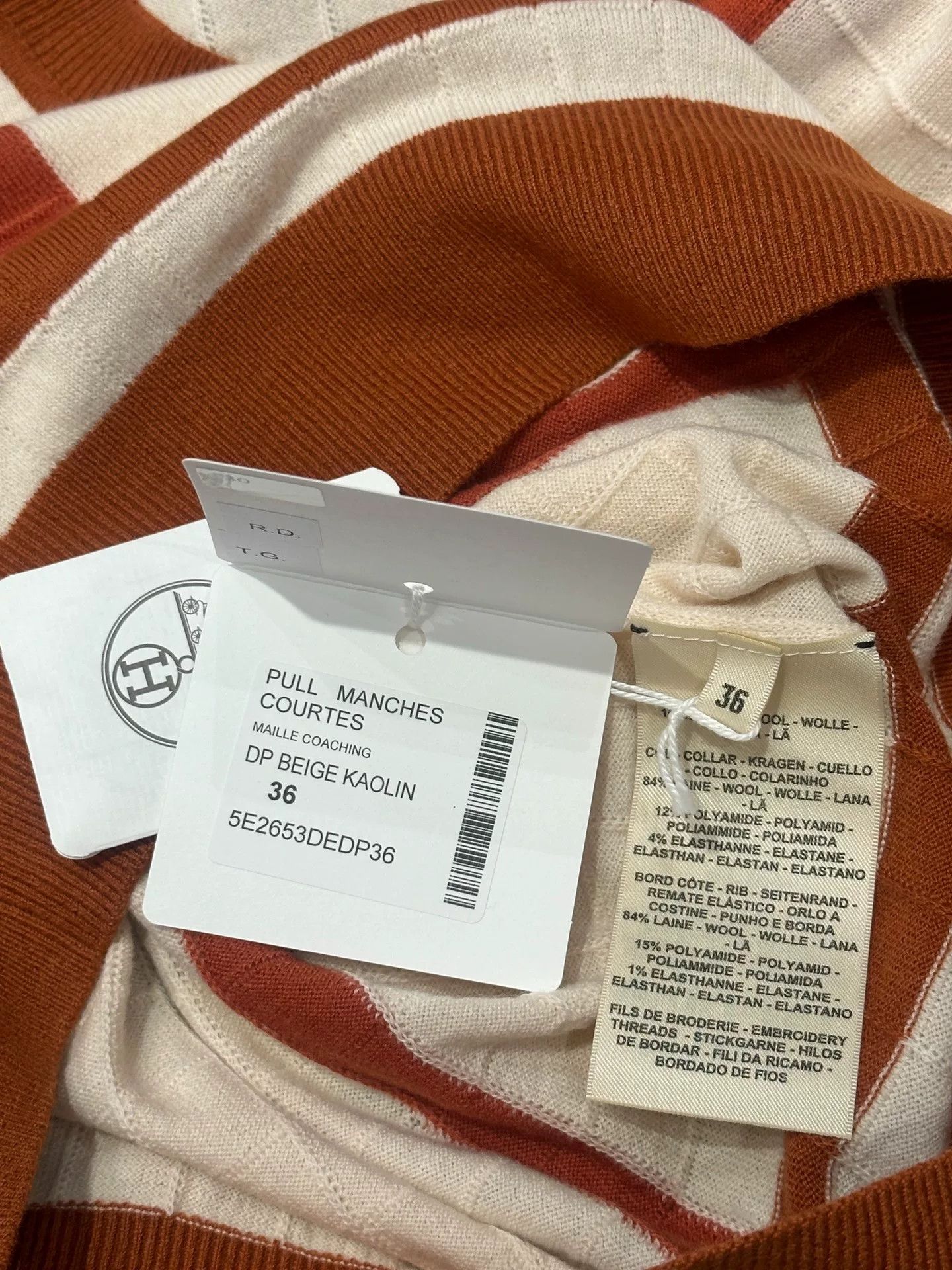 Hermes Hermes Women's Beige Short Sleeve Sweater Size US S / EU 44-46 / 1 - 4 Thumbnail