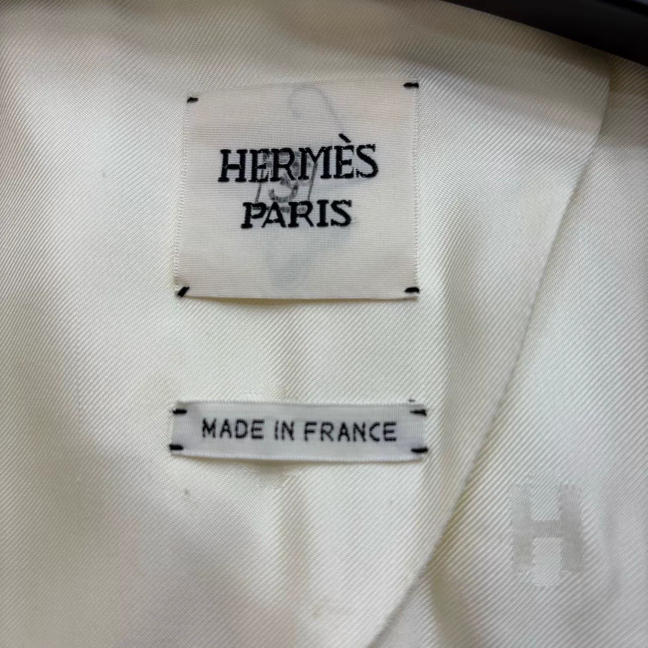Hermes cream fitted long coat by hermes Size US M / EU 48-50 / 2 - 3 Thumbnail