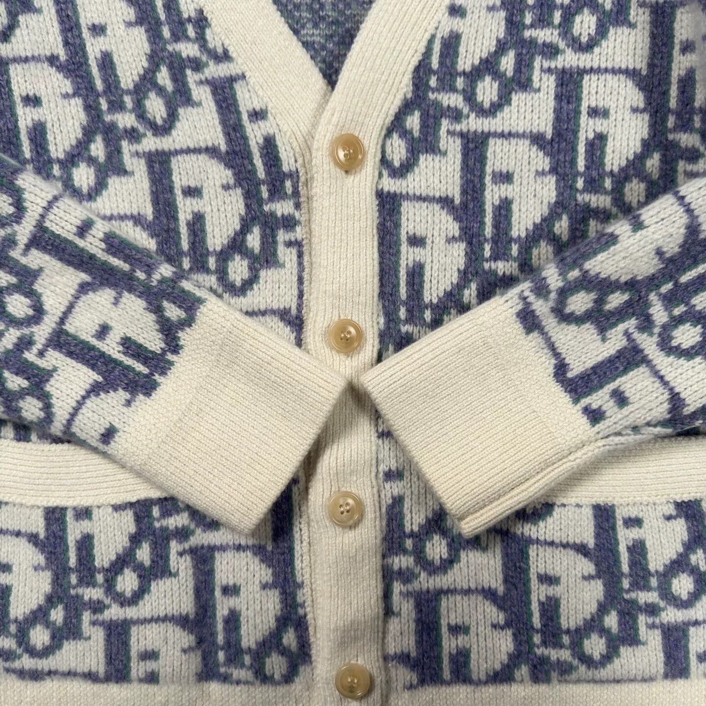 Dior dior white blue wool cardigan size m Size US M / EU 48-50 / 2 - 6 Thumbnail