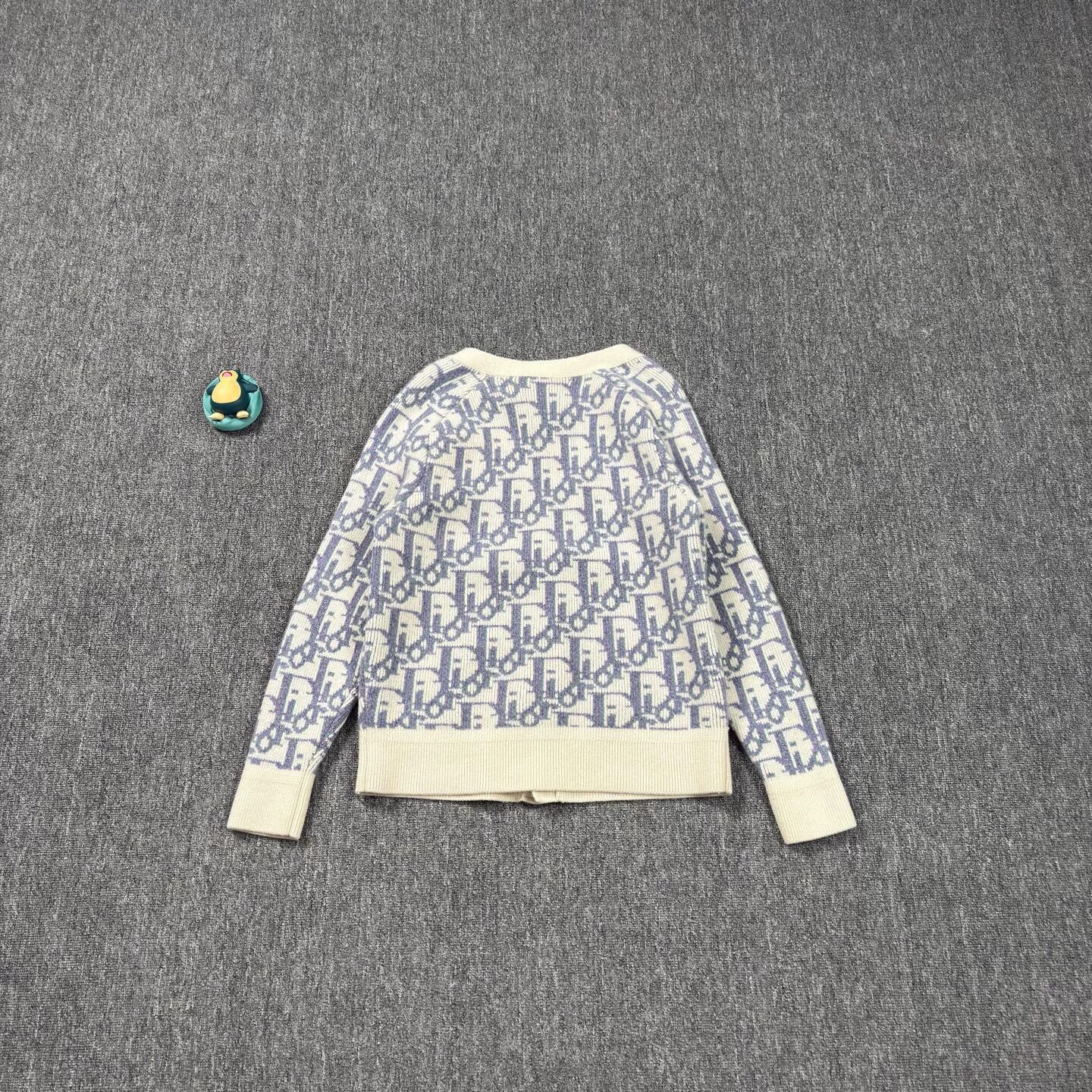Dior dior white blue wool cardigan size m Size US M / EU 48-50 / 2 - 2 Thumbnail