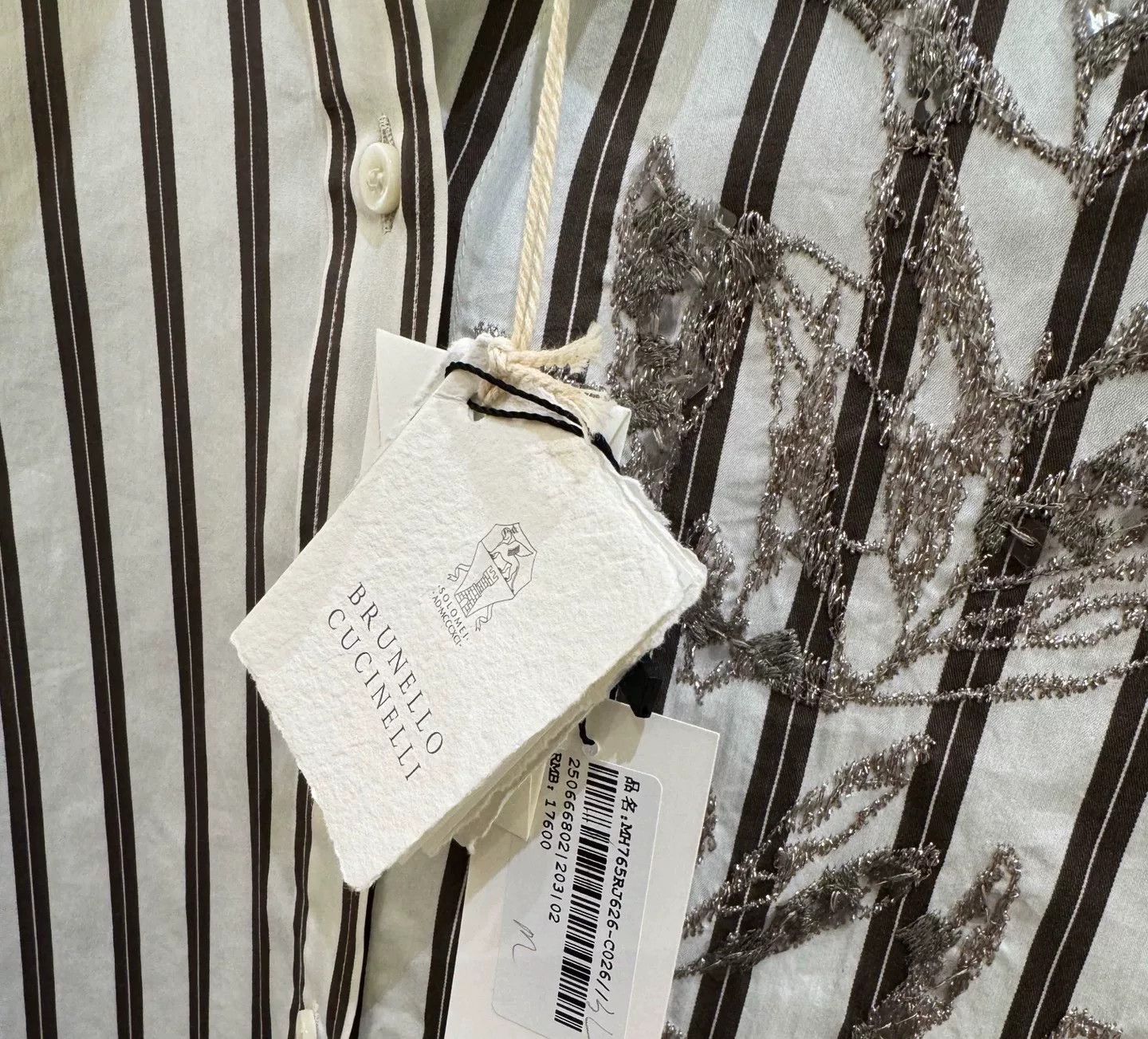 Brunello Cucinelli Brunello Cucinelli Striped Short Sleeve Shirt Size US M / EU 48-50 / 2 - 2 Thumbnail