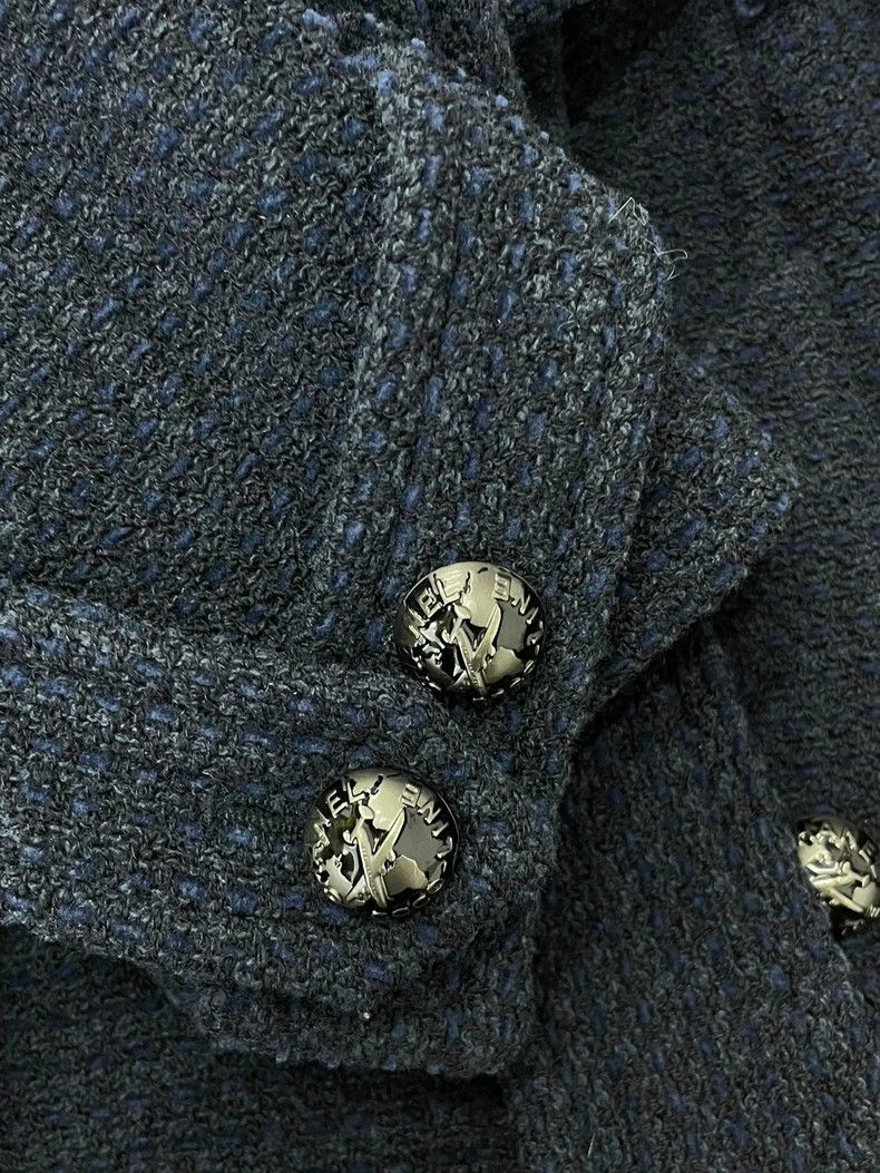 Chanel Navy Tweed Belted Coat